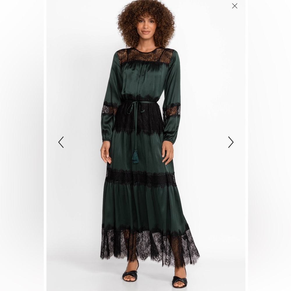 New Women’s Johnny Was Midnight 100% Silk Maxi Dress (musing black slip!)